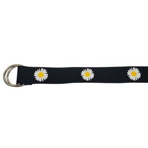 Unbranded Black White Yellow Daisy Flower Print Painted Web Belt One Size‎